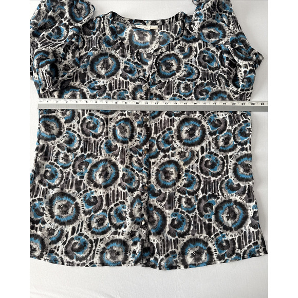 JM Collection Women’s Petite 16 Whimsigoth Sheer Colorful Metallic Blouse Boho - Picture 9 of 12